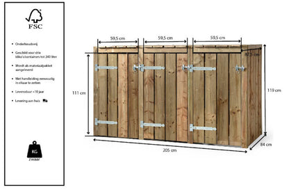 Douglas GeÏmpregneerde Kliko-Ombouw 3 Kliko's